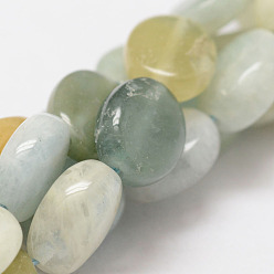 Aquamarine Oval Natural Aquamarine Bead Strands, 10x8x5mm, Hole: 1mm, about 40pcs/strand, 15.7 inch