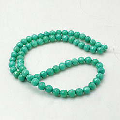 Dark Turquoise Natural Mashan Jade Round Beads Strands, Dyed, Dark Turquoise, 4mm, Hole: 1mm, about 98pcs/strand, 15.7 inch