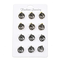 Античный Серебрянный & Античный Золотой 12 шт 2 цвета змея сплав броши для рюкзака одежды, старинное серебро и античный золотой, 24x22 мм, 6 шт / цвет