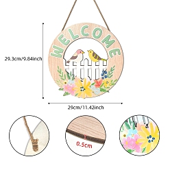 Плоский Круглый Деревянный кулон с надписью, для украшения дома, плоско-круглые, Кулон : 293x290x5 мм