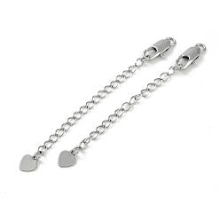 Платина Латунь заканчивается цепи, без кадмия, без никеля и без свинца, сердце, платина, 70 мм, отверстие : 2.5 мм