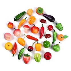 Mixed Shapes Непрозрачная смола декодирует кабошоны, симуляция фруктов и овощей, разноцветные, аксессуары для микроландшафта своими руками, разнообразные, 26.5~65x16~35x16~35 мм