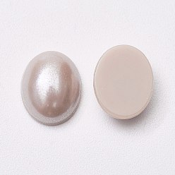 Rosy Brown Acrylic Imitation Pearl Cabochons, Oval, Rosy Brown, 18x13x5mm
