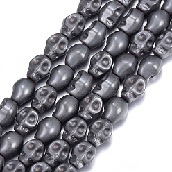 Естественный Цвет Немагнитные нити шарик синтетический гематит, матовые, череп, первоначальный цвет, 10x8x8 мм, отверстие : 1 мм, около 40 шт / нитка, 15.7 дюйм