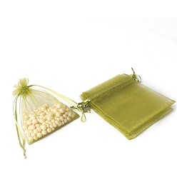 Светло-зеленый Коричневый 100шт. прямоугольные мешочки из органзы для рукоделия с завязками, на день рождения валентинки свадьба упаковка конфет, оливковый, 9x7 см
