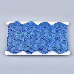 Dodger Blue Polyester Ribbons, Wave Shape, Dodger Blue, 1-1/2 inch(38mm)~1-5/8 inch(40mm), 10Yard/card