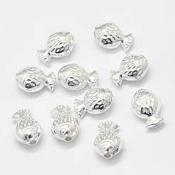 Argent 925 perles en argent sterling, poisson, argenterie, 9.9x7.3x4.7mm, Trou: 1.2mm