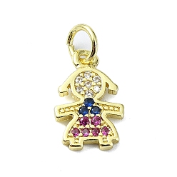 Настоящее золото 18K Латунные микро-паве красочные кубические циркониевые подвески, без кадмия, без никеля и без свинца, человек, реальный 18 k позолоченный, 13x8.5x1.5 мм