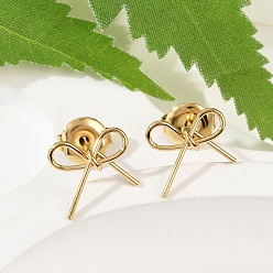 Настоящее золото 14K Ионное покрытие (ip) 304 серьги-гвоздики из нержавеющей стали, бантом, реальный 14 k позолоченный, 8x10 мм