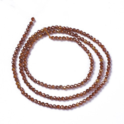 Dark Orange Cubic Zirconia Beads Strands, Faceted, Round, Dark Orange, 1.5~2x2mm, Hole: 0.2mm, about 178~186pcs/strand, 15~15.5 inch(37.5~38.5cm)