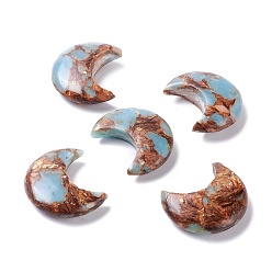 Змеевик Собранные кабошоны из синтетического бронзита и змеевидного нефрита, луна, 30x25x9 мм