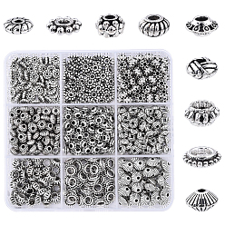 Античное Серебро Тибетском стиле сплав Шарики прокладки, разнообразные, античное серебро, 6~8x2~4.5 мм, отверстие : 1~4 мм, 540 шт / комплект