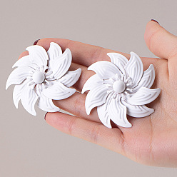 Цветок Сплав эмаль серьги, белые, цветок, 50x50 мм