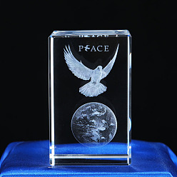 Птица 3d стеклянная фигурка животного с лазерной гравировкой, украшения для рабочего стола для домашнего офиса, кубоид, птица, 39.5x39.5x59.5 мм