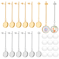 Mixed Color DIY Earring Making Kits, including 304 Stainless Steel Stud Earring Findings and Glass Cabochons, Mixed Color, 56x14mm