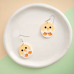 Шампанско-Желтый Акриловые серьги болтаться, яйцо, платина, шампанское желтый, 51x30 мм