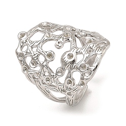 Нержавеющая Сталь Цвет Не тускнеет 304 открытые манжетные кольца из нержавеющей стали, полый, цвет нержавеющей стали, размер США 7 3/4 (17.9 мм)