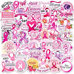 Pink 50шт мультяшные виниловые наклейки с розовой лентой, Водонепроницаемые наклейки с раком молочной железы для скрапбукинга своими руками, художественный промысел, розовые, 33~52x30~50x0.2 мм