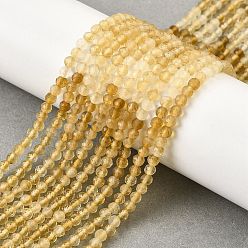 Желтый Кварц Природный желтый кварц нитей бисера, градиент цвета, граненые, класс АА, круглые, 3 мм, отверстие : 0.6 мм, около 125~126 шт / нитка, 14.96~15.16'' (38~38.5 см)