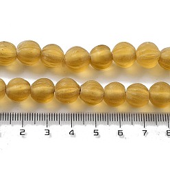 Gold Handmade Nepalese Lampwork Beads, Pumpkin, Gold, 10.5x9.5mm, Hole: 1.5mm, about 64pcs/strand, 25.79''(65.5cm)