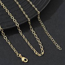 Golden 3MM Brass Textured Oval Link Chain Necklaces for Women, Long-Lasting Plated, Golden, 16.02 inch(40.7cm)