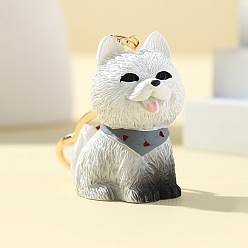 Серебро Брелки из смолы, украшения для сумок и кошельков, собака, серебряные, 5.5x3 см