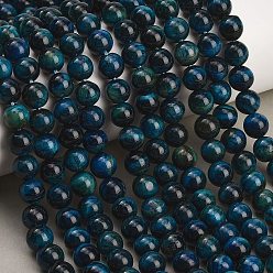 Bleu Marine Brins de perles en œil de tigre naturel de qualité ab, teint, ronde, bleu marine, 8.5mm, Trou: 1.2mm, Environ 46~48 pcs/chapelet, 14.76'' (37.5 cm)