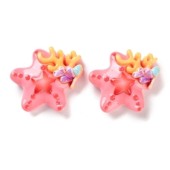 Ярко-Розовый Кабошоны из смолы морской серии, коралл, ярко-розовый, 25.5x28x8 мм