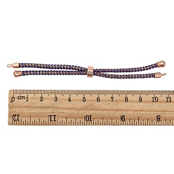 Mixed Color Adjustable Nylon Cord Slider Bracelet Making, with Brass Findings, Long-Lasting Plated, Real Rose Gold Plated, Mixed Color, 8-5/8 inch(22cm), 2~3.5mm, Hole: 1.5mm