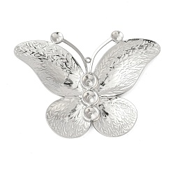 Нержавеющая Сталь Цвет 304 из нержавеющей стали настройки горный хрусталь большой кулон, бабочки прелести, цвет нержавеющей стали, пригодный для стразов 4.5 мм, 53x67.5x3.5 мм, отверстие : 1.6 мм