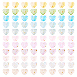 (52) Непрозрачная лаванда 110 шт. 11 цветные матовые прозрачные акриловые бусины, сердце, с золотой фольгой и блестящими бусинами, разноцветные, 9x10x5.5 мм, отверстие : 1.6 мм, 10 шт / цвет