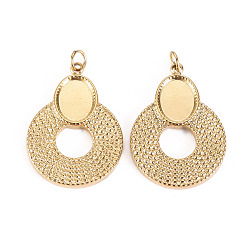 Настоящее золото 14K 304 Настройки кабошон из нержавеющей стали кулон, с прыжковых колец, реальный 14 k позолоченный, лоток : 8x6 мм, 23.5x17x2 мм, Перейти кольцо: 3.8x0.5 мм, 2.8 мм внутренним диаметром