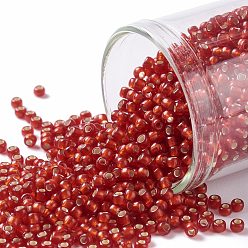 (25CF) Silver Lined Frost Ruby Тохо 11/0 круглые бусины, японский бисер, (25 cf) морозный рубин с серебряной подкладкой, 11/0, 2.2 мм, отверстие : 0.8 мм, Около 1110 шт / 10 г