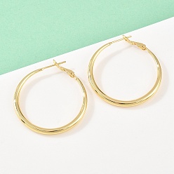 Настоящее золото 18K Латунь обруч серьги для женщин, без кадмия и без свинца, долговечный, стойки покрытие, реальный 18 k позолоченный, 38.5x35.5x3 мм