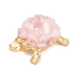 Quartz Rose Figurines de tortues en quartz rose naturel et alliage de zinc, décoration de bureau à domicile, or, 111~116x83~84x44~52mm