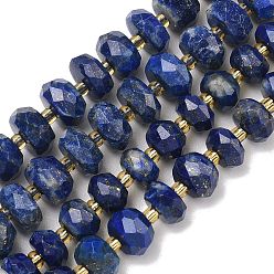 Ляпис-Лазурь Нитки бусины из натурального ляписа-лазури, рондель, граненые, с бисером, 8x4~5 мм, отверстие : 1 мм, около 53 шт / нитка, 14.65 дюйм (37.2 см)