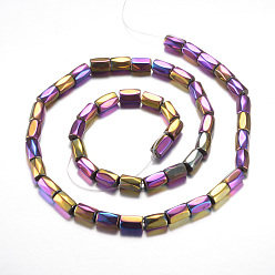 Purple Plated Electroplate Magnetic Synthetic Hematite Bead Strands, Grade A, Faceted, Column, Purple Plated, 8x5mm, Hole: 1mm, about 50pcs/strand, 15.7 inch(40cm)