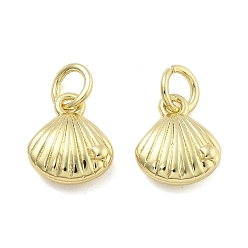 Shell Shape Латунные подвески, без кадмия, без никеля и без свинца, очарование серии океан, с целью перехода в кольце, реальный 18 k позолоченный, формы раковины, 10.5x8.5x3.5 мм, отверстие : 3 мм