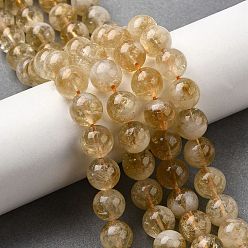 Цитрин Нагретые нити из натуральных цитриновых бусин, круглые, 10 мм, отверстие : 0.9 мм, около 39 шт / нитка, 15.55'' (39.5 см)