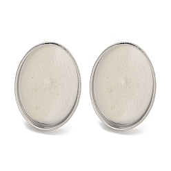 Нержавеющая Сталь Цвет Антикоррозийная 304 фурнитура для сережек-гвоздиков из нержавеющей стали, для женщин, овальные, цвет нержавеющей стали, лоток : 14x10 мм, 15x11 мм