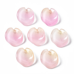 Pearl Pink Two Tone Spray Painted Glass Pendants, Petal, Pearl Pink, 20~21x18~19x7~8mm, Hole: 1mm
