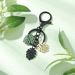 Черный Брелки из окрашенного в массе сплава, лист, с карабин-лобстерами , чёрные, 89 мм