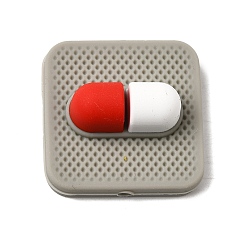 Красный Силиконовые бусины на медицинскую тематику, фокусные бусы, капсула, красные, 26x26x13 мм, отверстие : 2 мм