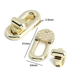 Golden Alloy Bag Buckle Locks, Purse Making Supplies, Golden, 5.1x2.4cm