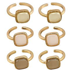 (52) Непрозрачная лаванда 6 шт. 3 цветные регулируемые манжеты из сплава и смолы для женщин, квадратный, разноцветные, внутренний диаметр: регулируемый, 2 шт / цвет