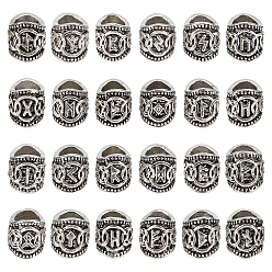 Antique Silver Alloy Dreadlocks Braiding Beads, for Hair Styling, Column, Viking Theme, Cadmium Free & Lead Free, Antique Silver, 9x10mm, Hole: 6mm, 24pcs/set, 2sets