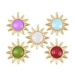 (52) Непрозрачная лаванда 304 из нержавеющей стали большие кулоны, очарование солнца, с кошачий глаз, разноцветные, 56x52x7 мм, отверстие : 3 мм