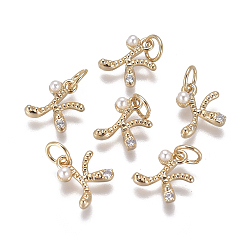 Letter K Латунь прелести, с фианитами и оболочки жемчужиной шарик, буквы, золотые, прозрачные, letter.k, 9.5~11x3.5~10.8x3~3.5 мм, отверстие : 3.5 мм