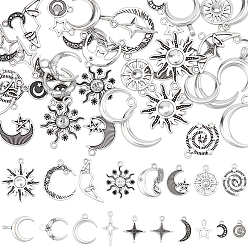 Античное Серебро 72 шт 18 стили подвески из сплава в тибетском стиле, разнообразные, античное серебро, 12~29x9~23x1~3 мм, отверстие : 1.3~4 мм, 4 шт / стиль