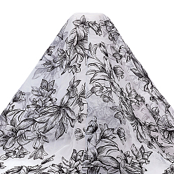 Noir Tissu en polyester, accessoires de vêtements à faire soi-même, motif de fleur, noir, 1450x1mm, 1 yard/pc